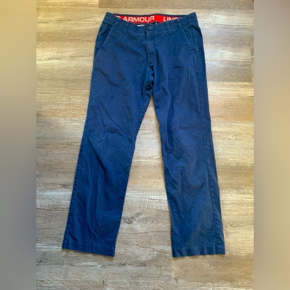 Under Amour Casual Pants Golf Pants Work Pants Khaki Blue Size 34 x 32 Men’s